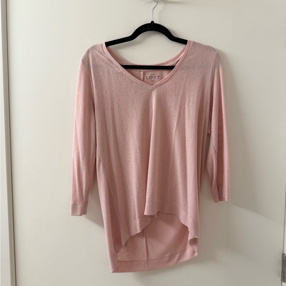 LOFT Women's Pink V-Neck Top